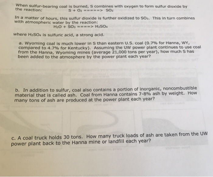 Solved 2. Burning Coal Vs Burning Petroleum Burning coal is | Chegg.com