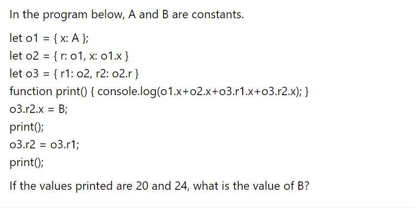 Solved In the program below, A and B are constants. let | Chegg.com