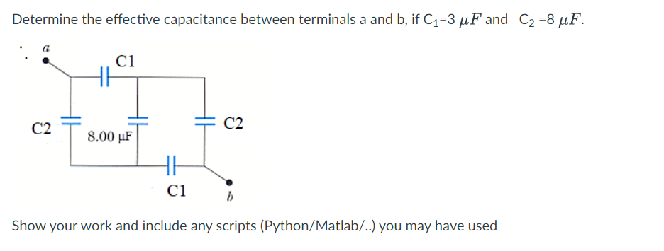 Solved Determine the effective capacitance between terminals | Chegg.com