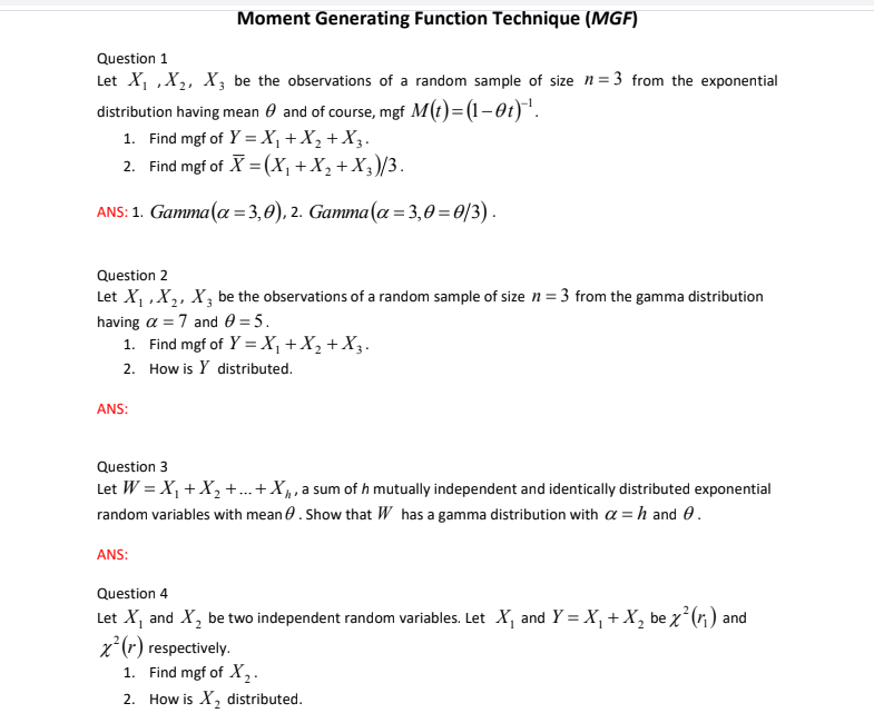 Solved Generating Function Technique (MGF) 1 |