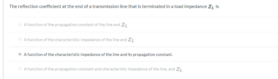 Solved The reflection coefficient at the end of a | Chegg.com