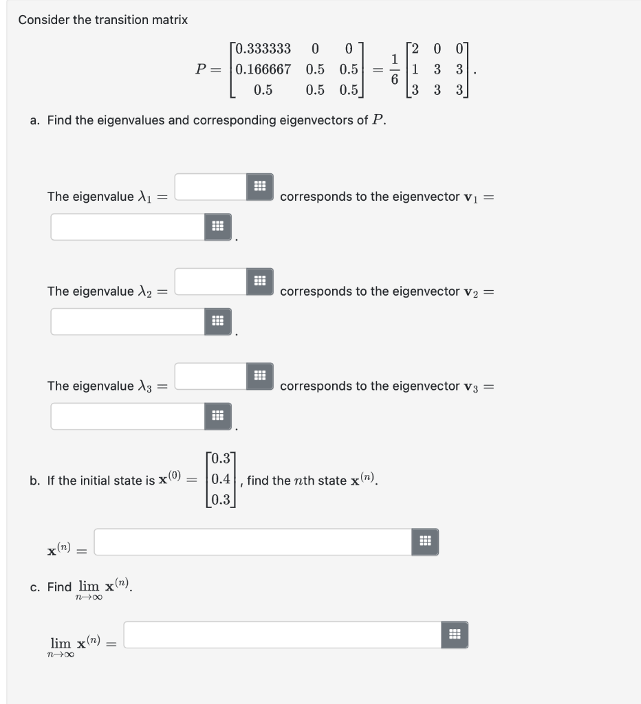 Solved Consider The Transition Matrix | Chegg.com