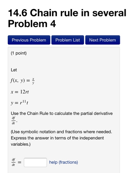 Solved 14.6 Chain rule in several Problem 1 Previous Problem | Chegg.com