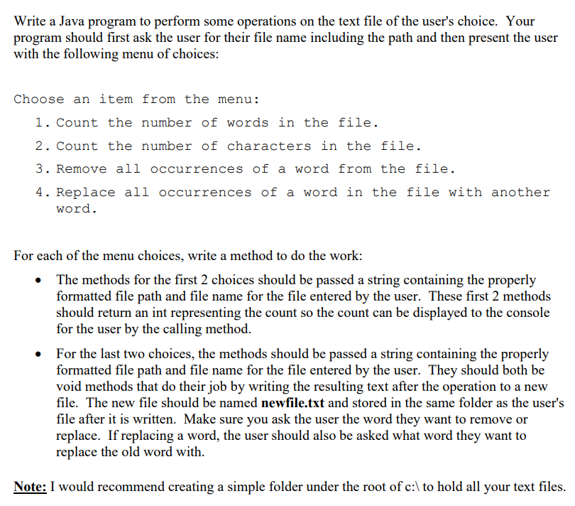 Solved Write a Java program to perform some operations on | Chegg.com