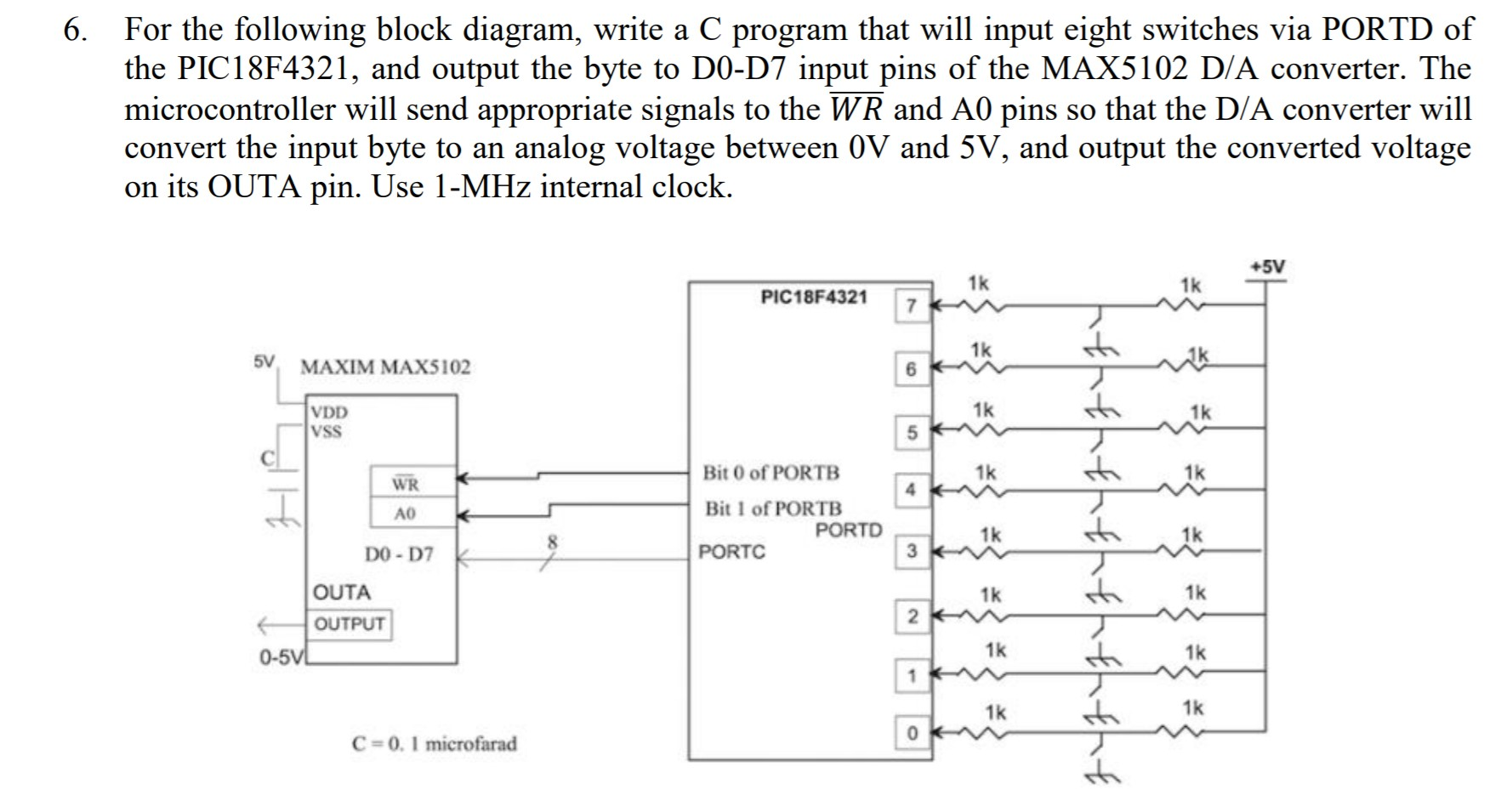 6. For the following block diagram, write a C program | Chegg.com