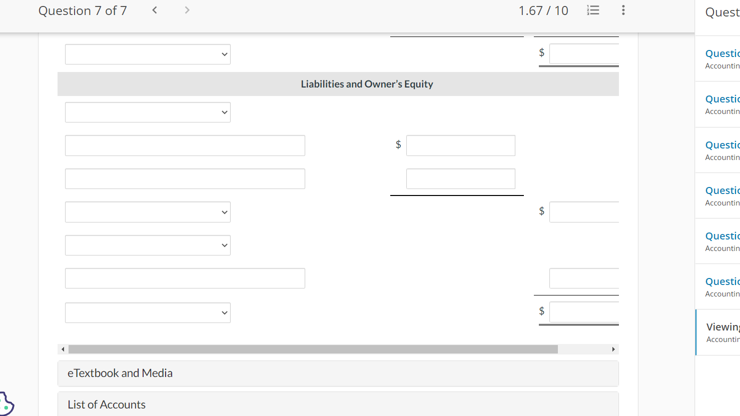 Solved The completed financial statement columns of the | Chegg.com