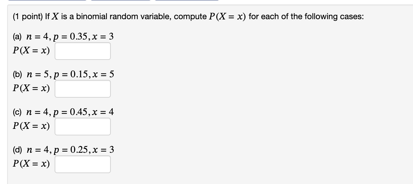 Solved 1 Point If X Is A Binomial Random Variable Compute