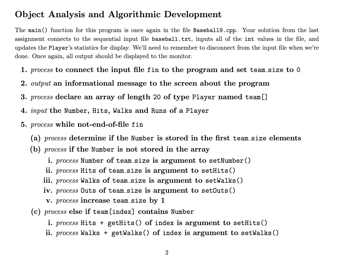 Solved C++ I have provided the assignment statement and the | Chegg.com