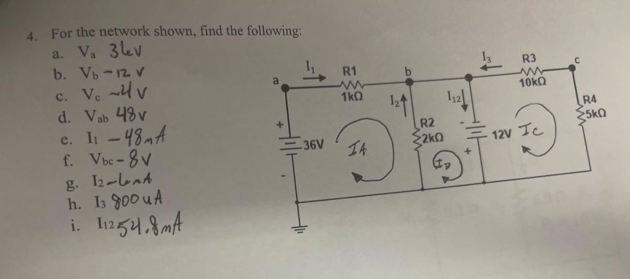 Solved 4. For The Network Shown, Find The Following: A. | Chegg.com