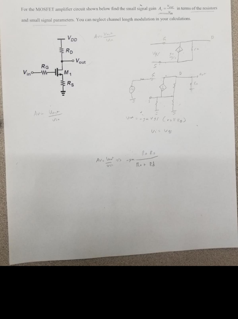 Solved For the MOSFET amplifier circuit shown below find the | Chegg.com