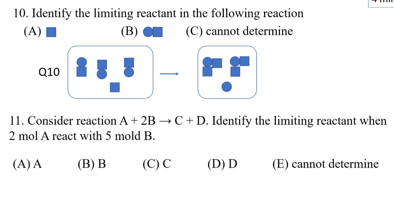Solved 10. Identify the limiting reactant in the following | Chegg.com