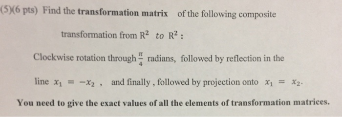 Solved Find the transformation matrix of the following | Chegg.com