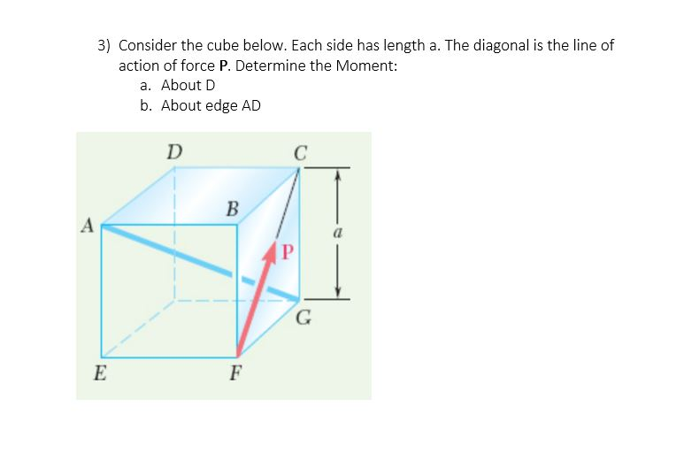 Solved 3) Consider the cube below. Each side has length a. | Chegg.com
