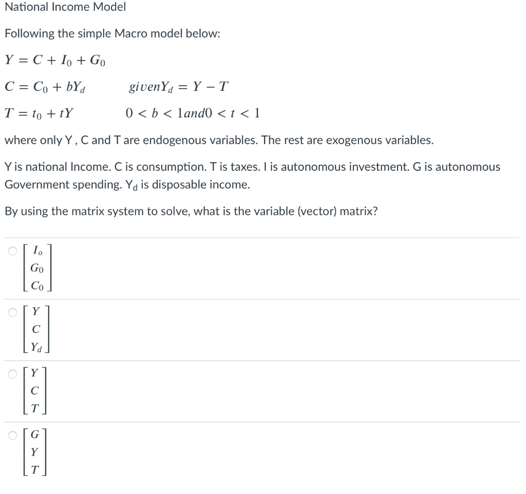 Solved National Income Model Following the simple Macro | Chegg.com