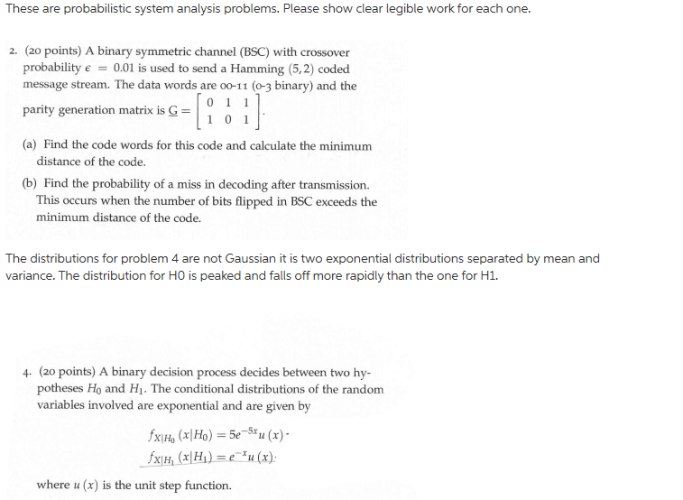 These are probabilistic system analysis problems. | Chegg.com