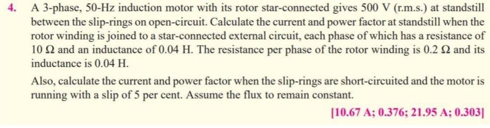 Solved A Phase Hz Induction Motor With Its Rotor Chegg Com