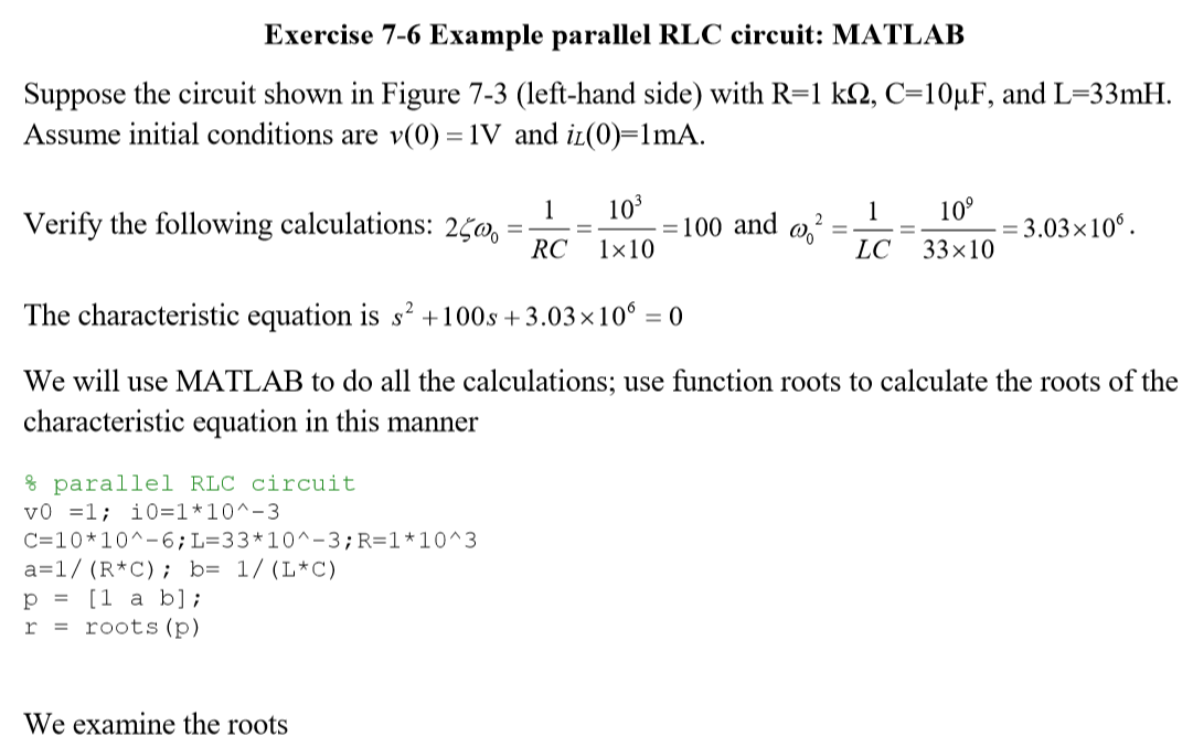 Solved Exercise 7 6 Simulate A The Nature Response Of A Chegg Com