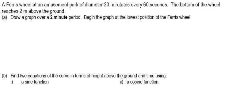 Solved A Ferris wheel at an amusement park of diameter 20 m | Chegg.com