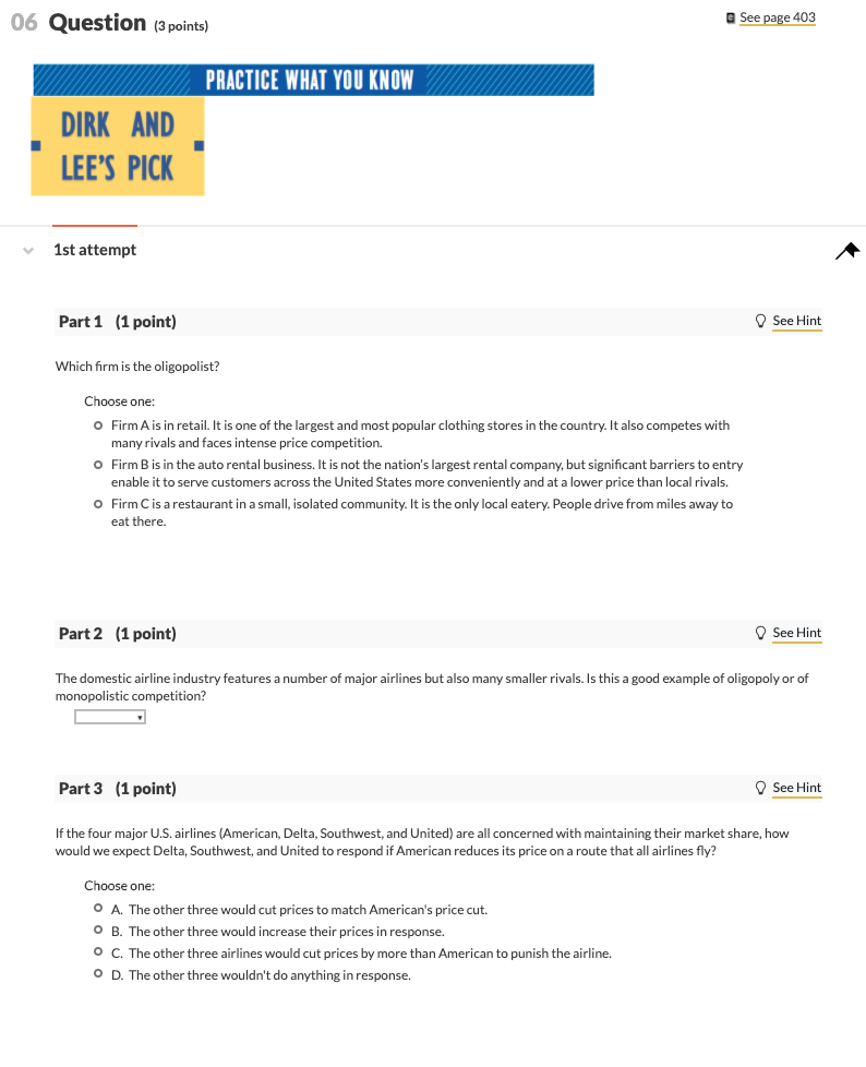 Solved 06 Question (3 points) See page 403 PRACTICE WHAT YOU | Chegg.com
