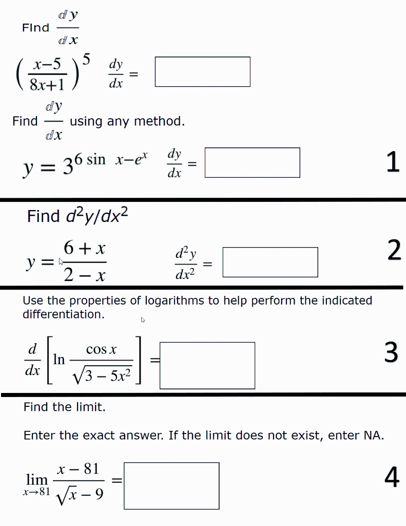 y =( 2x 1 5 find dy dx