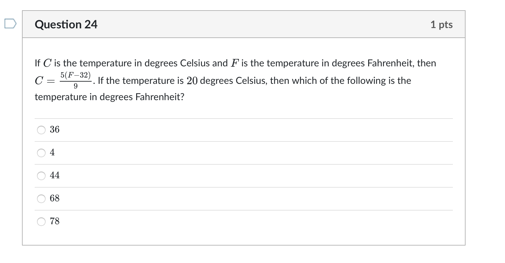 36 degrees c to f –