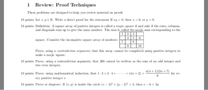 Solved 1 Review: Proof Techniques These problems are | Chegg.com