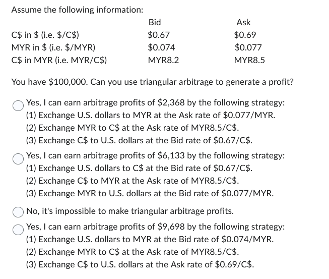 Assume the following informationYou have \( \