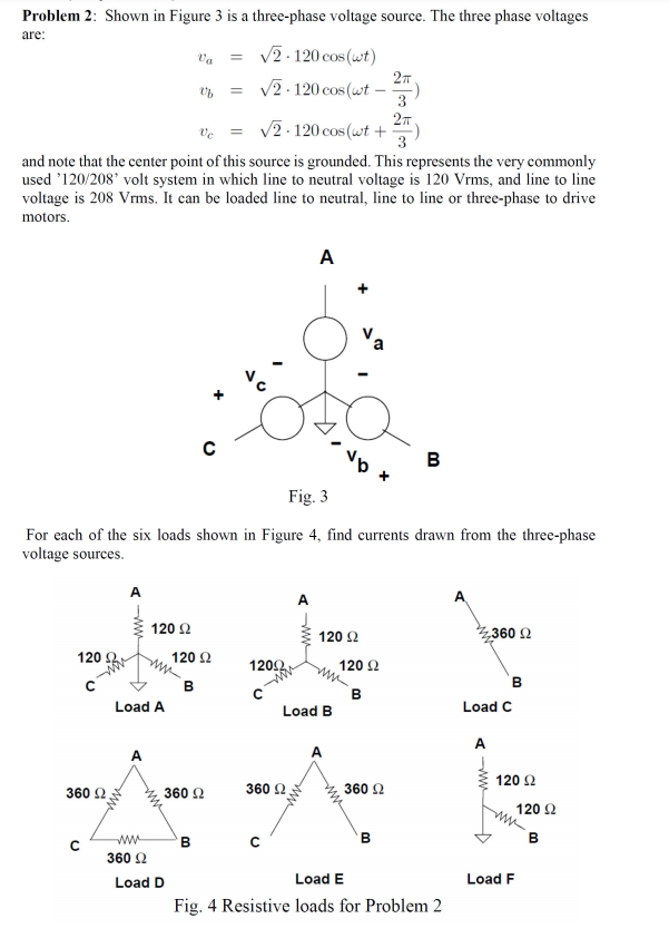 Solved Problem 2: Shown in Figure 3 is a three-phase voltage | Chegg.com