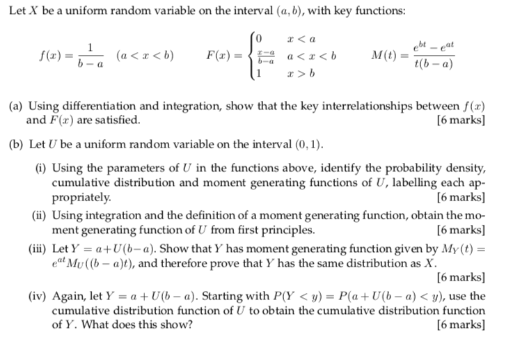 Solved Let X be a uniform random variable on the interval | Chegg.com
