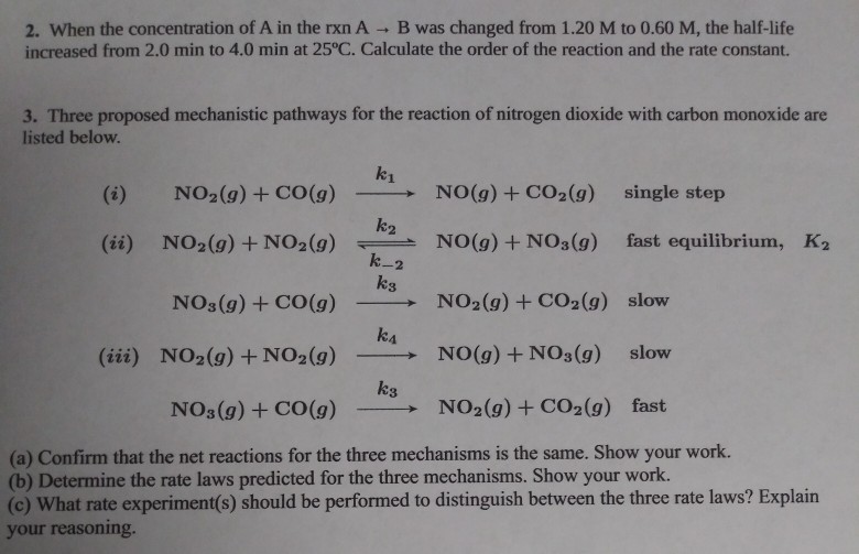 Solved 2. when the concentration of A in the nn A → B was | Chegg.com