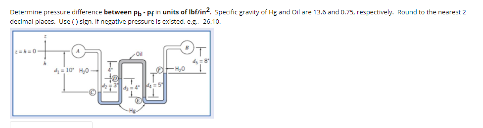 Solved Determine pressure difference between pb - Pf in | Chegg.com