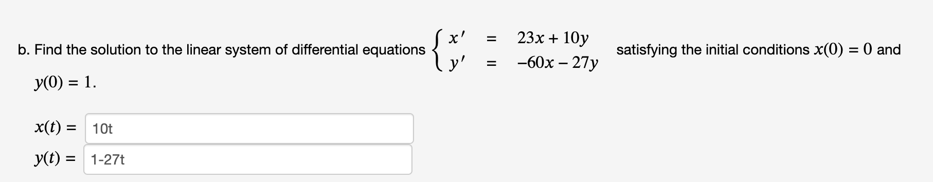 Solved B. Find The Solution To The Linear System Of | Chegg.com