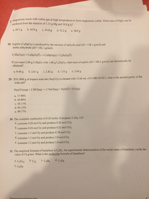Solved Magnesium reacts with iodine gas at high temperatures
