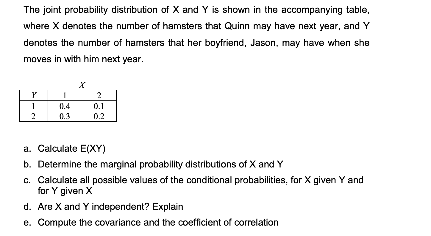 [Solved] The joint probability distribution of \( X \) an