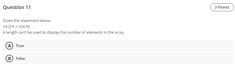 Solved Question 11 3 Points Given the statement below: int[] | Chegg.com