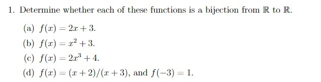 Solved 1. Determine whether each of these functions is a | Chegg.com