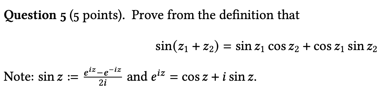Solved Question 5 (5 points). Prove from the definition that | Chegg.com