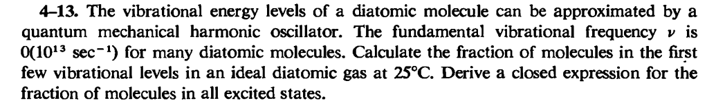 Solved 4-13. The vibrational energy levels of a diatomic | Chegg.com