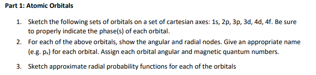 Solved Part 1: Atomic Orbitals 1. Sketch the following sets | Chegg.com