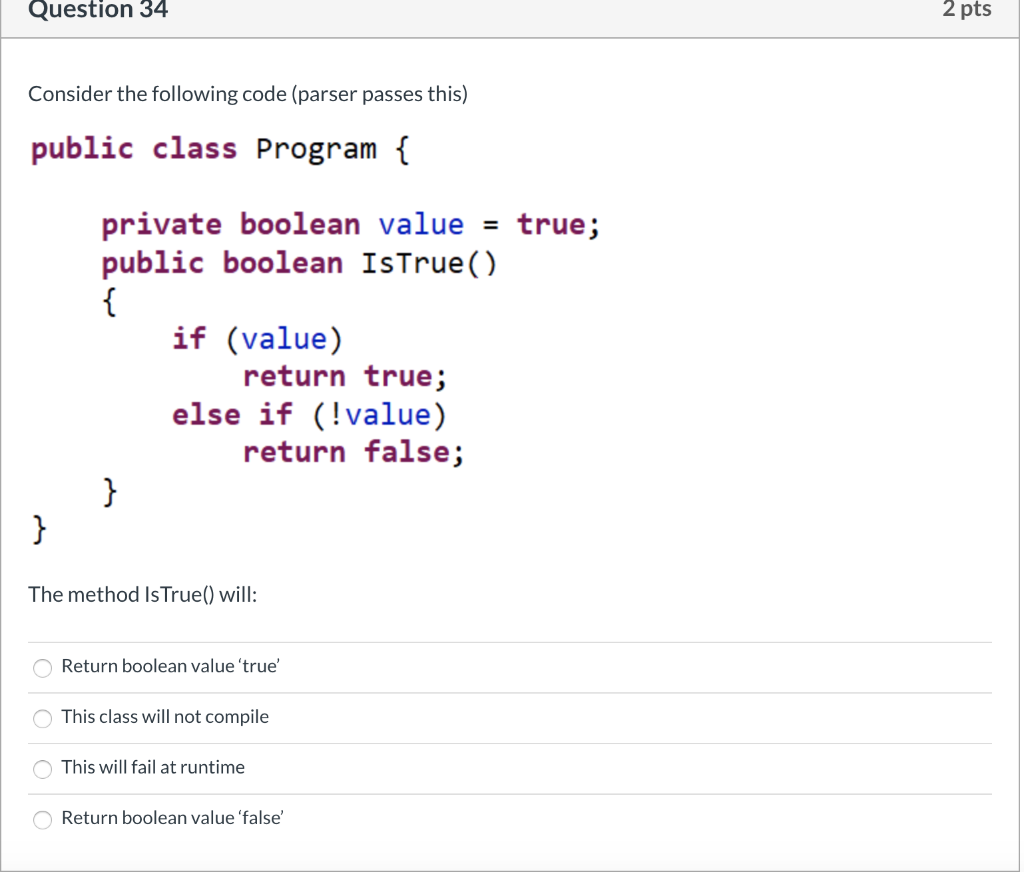 Solved Question 34 2 pts Consider the following code (parser | Chegg.com