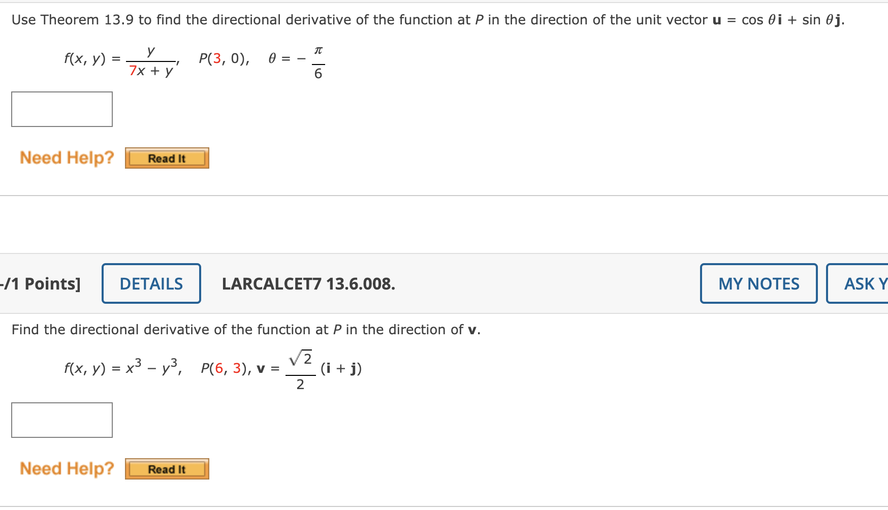 Solved Use Theorem 13 9 To Find The Directional Derivative