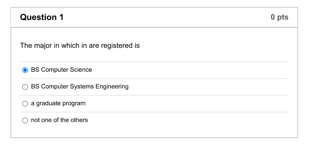 Solved The Major In Which In Are Registered Is BS Computer | Chegg.com