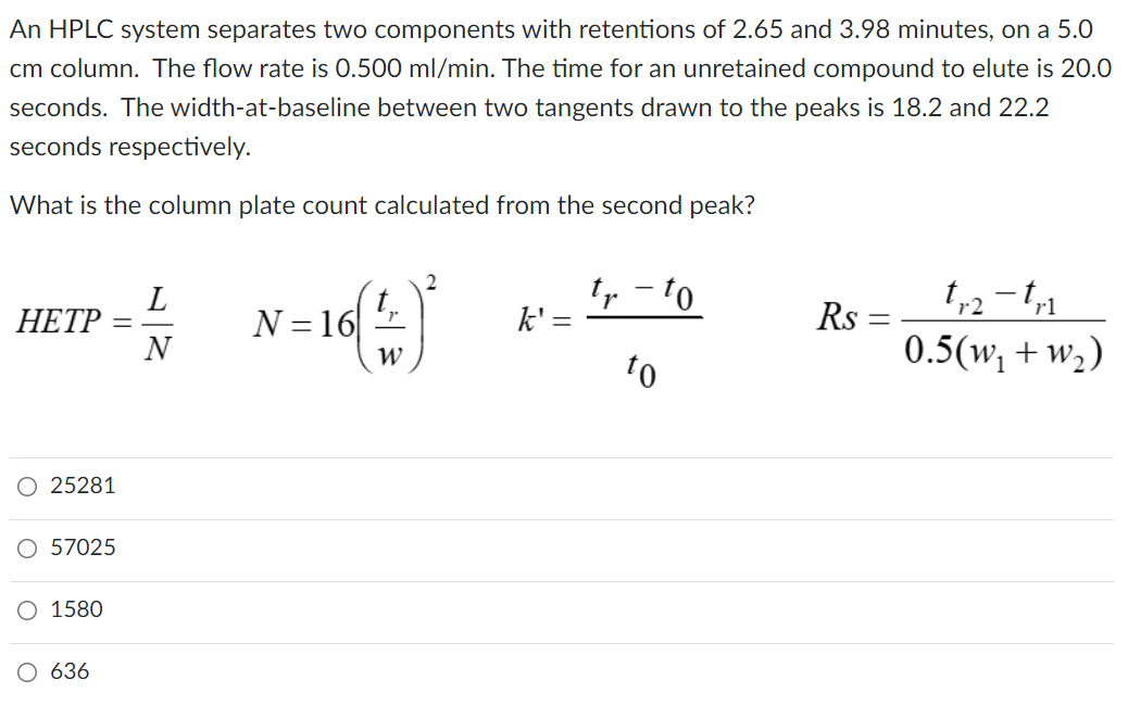 Solved An HPLC system separates two components with