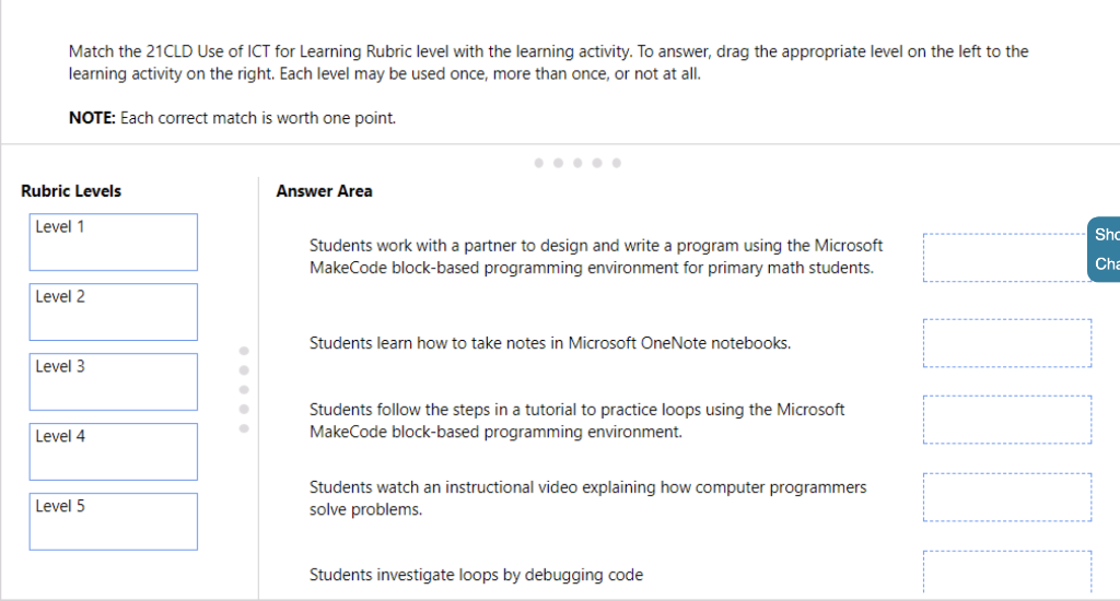 Solved Match the 21CLD Use of ICT for Learning Rubric level | Chegg.com