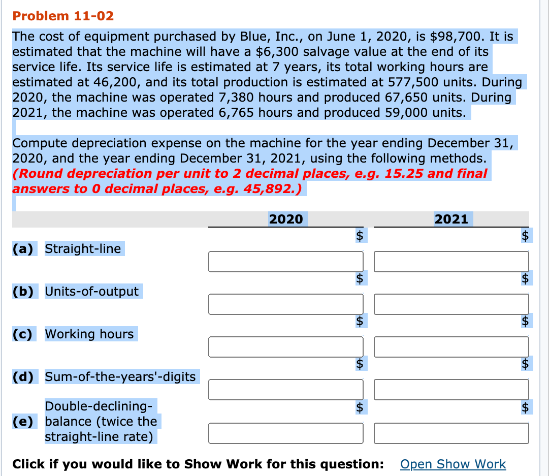 Solved Problem 11-02 The Cost Of Equipment Purchased By | Chegg.com