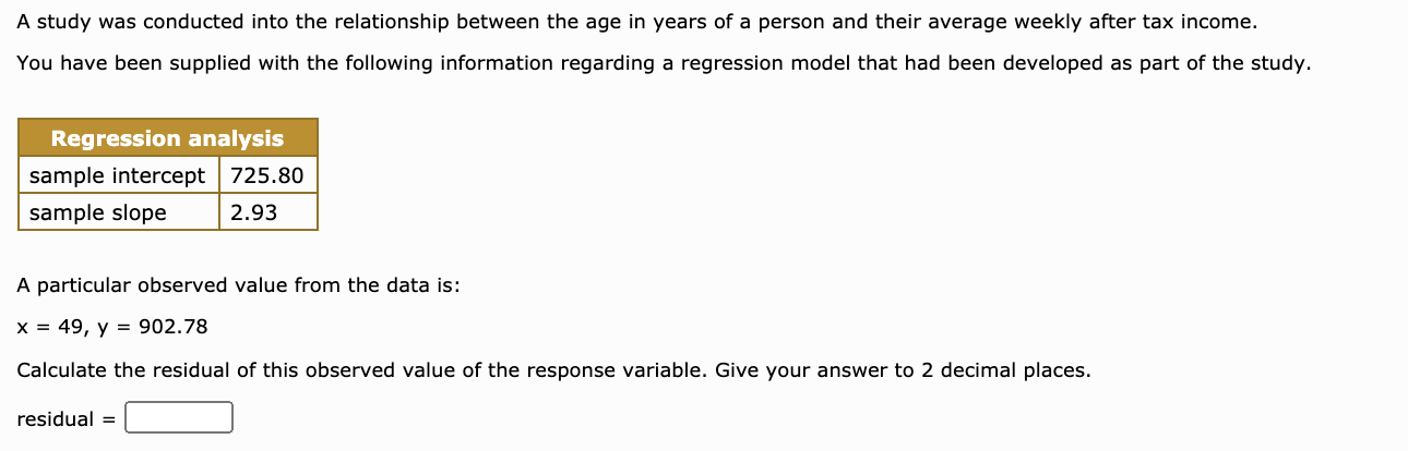 Solved A study was conducted into the relationship between | Chegg.com