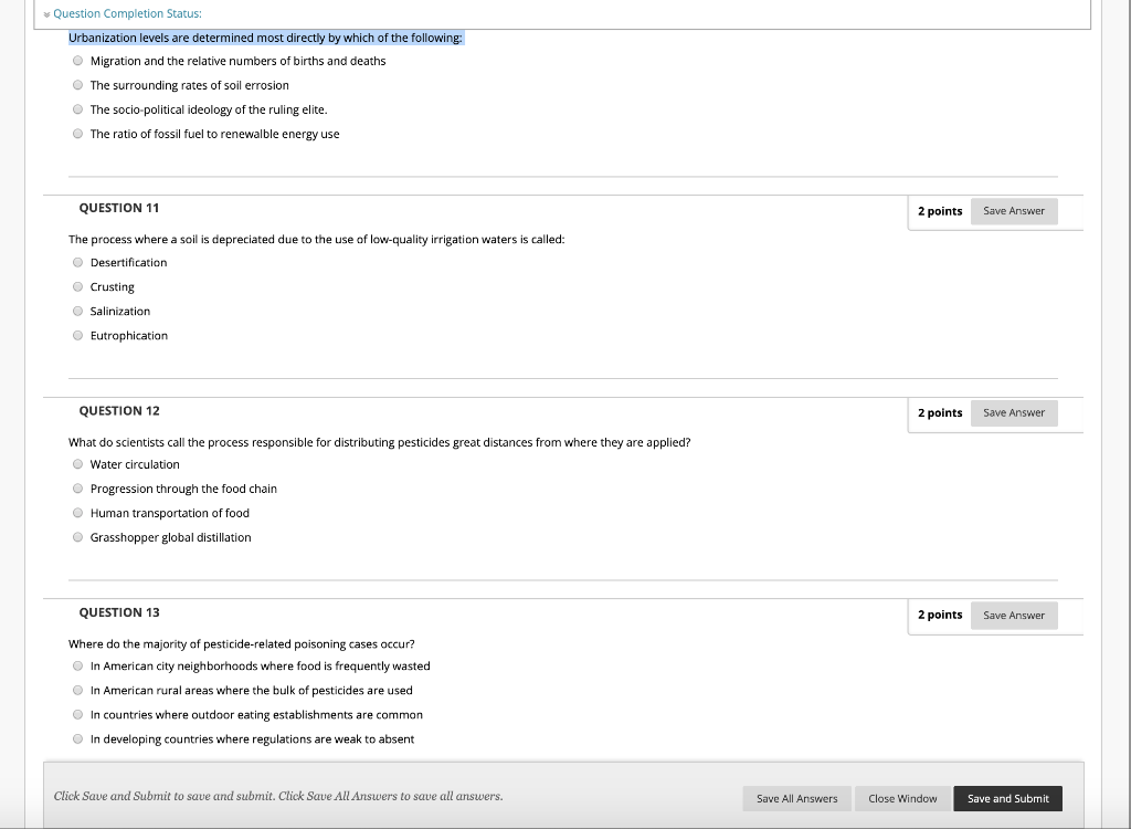 Solved Question Completion Status: Urbanization levels are | Chegg.com