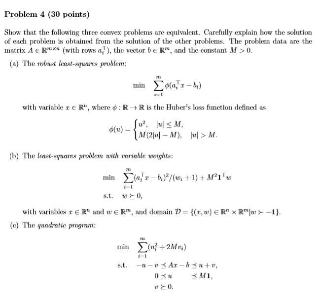 Solved Problem 4 (30 points) Show that the following three | Chegg.com