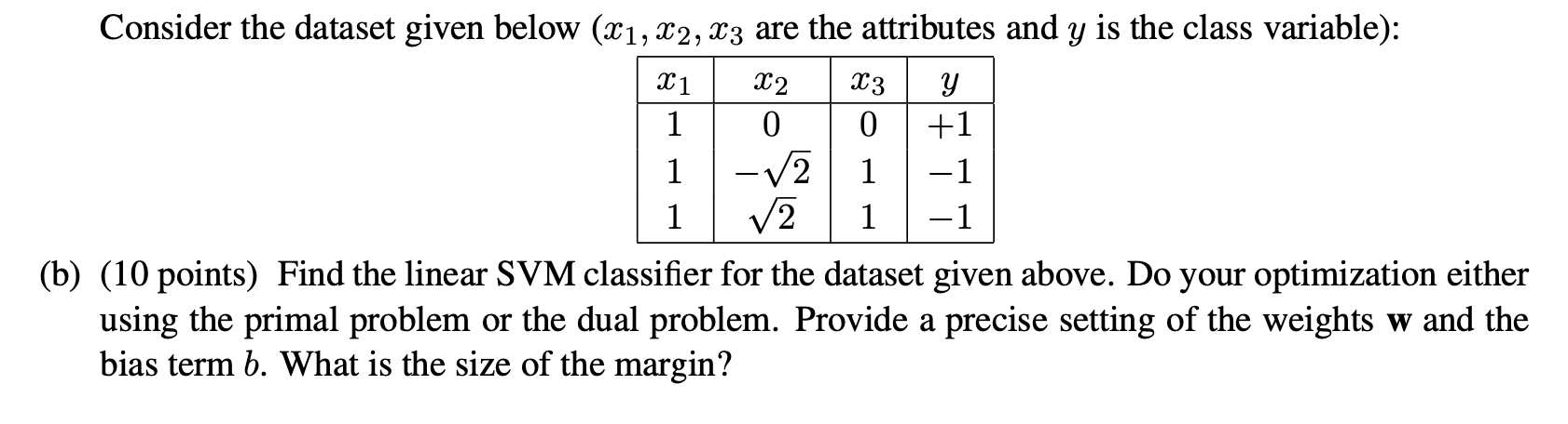 11 | 1 -1 Consider the dataset given below (X1, X2, | Chegg.com