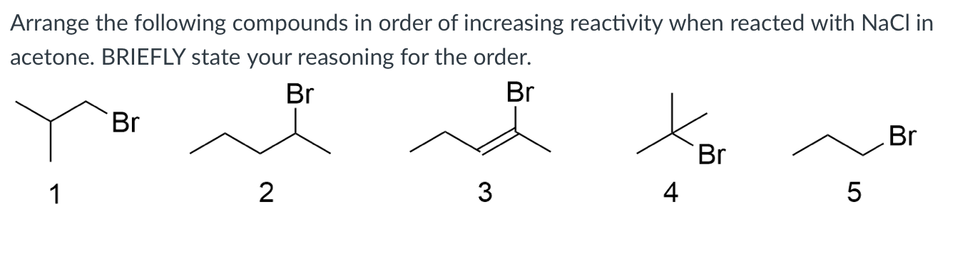 Solved Rank In Order Of Increasing Rate Of Sn2 Substitution 8024